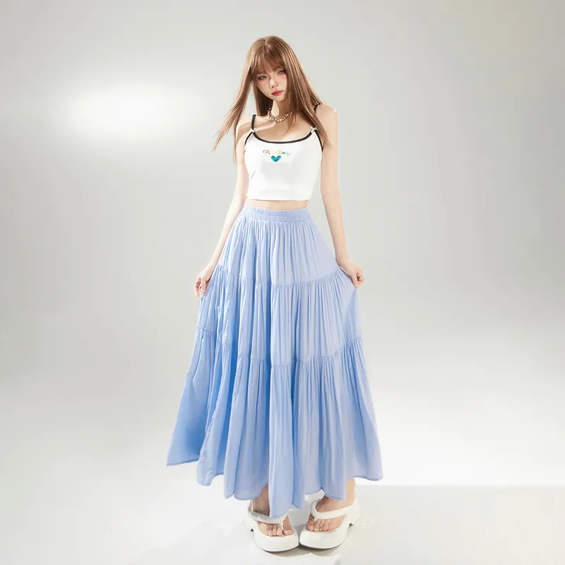 ZAZN Casual Long Skirts Women's Pink-18