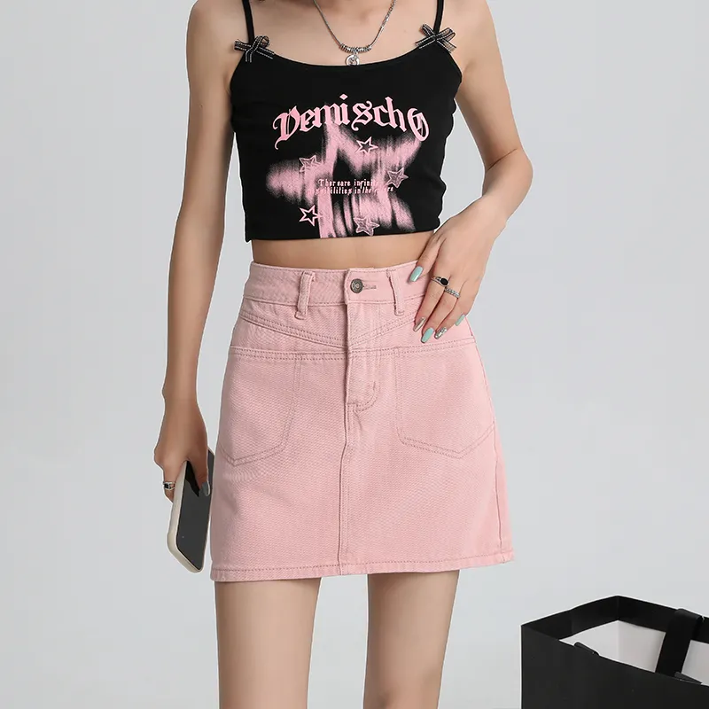 ZAZN Denim Short Skirts Women's Dirty Pink-2