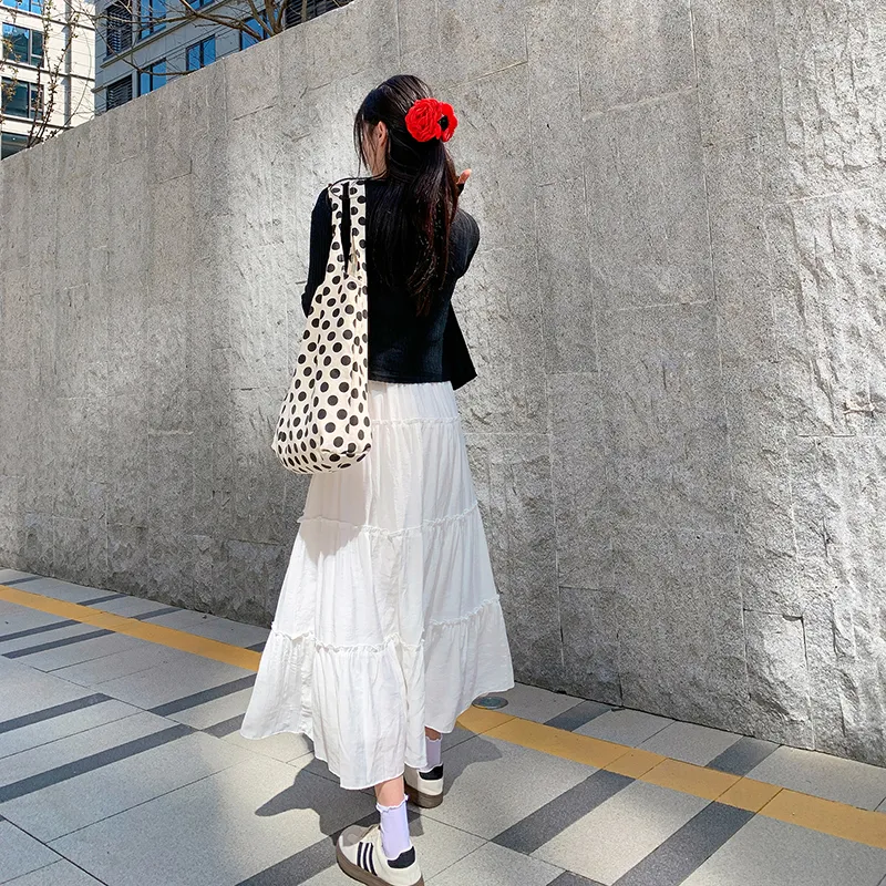 ZAZN Casual Long Skirts Women's White-2