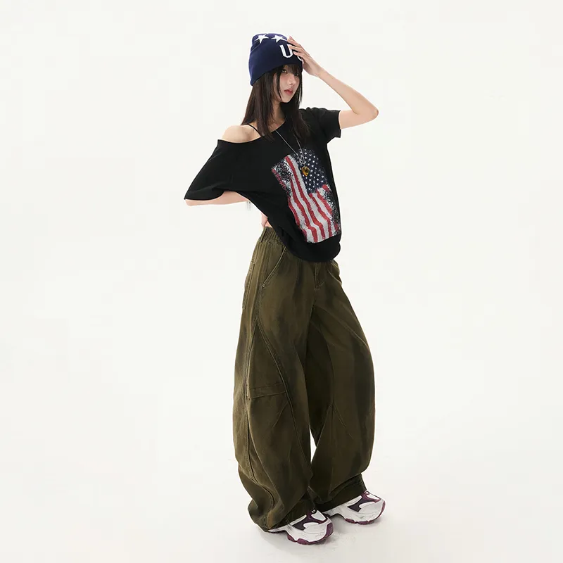 ZAZN Jeans Women's Graffiti Green-4