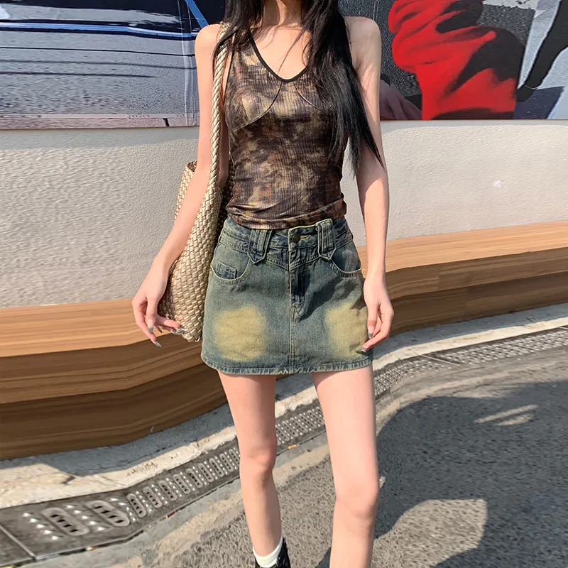 ZAZN Denim Short Skirts Women's Vintage Blue-1