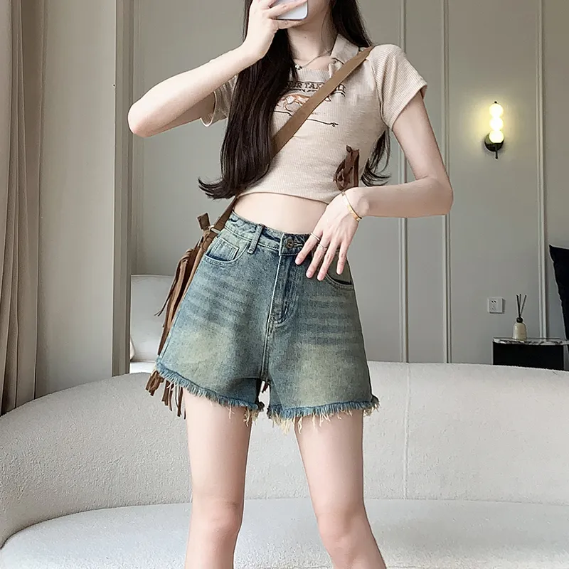 ZAZN Denim Shorts Women's Mint Blue-7