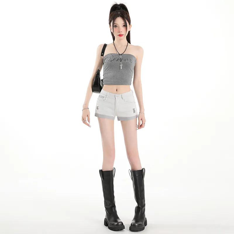 ZAZN Denim Shorts Women's Dark Blue-15