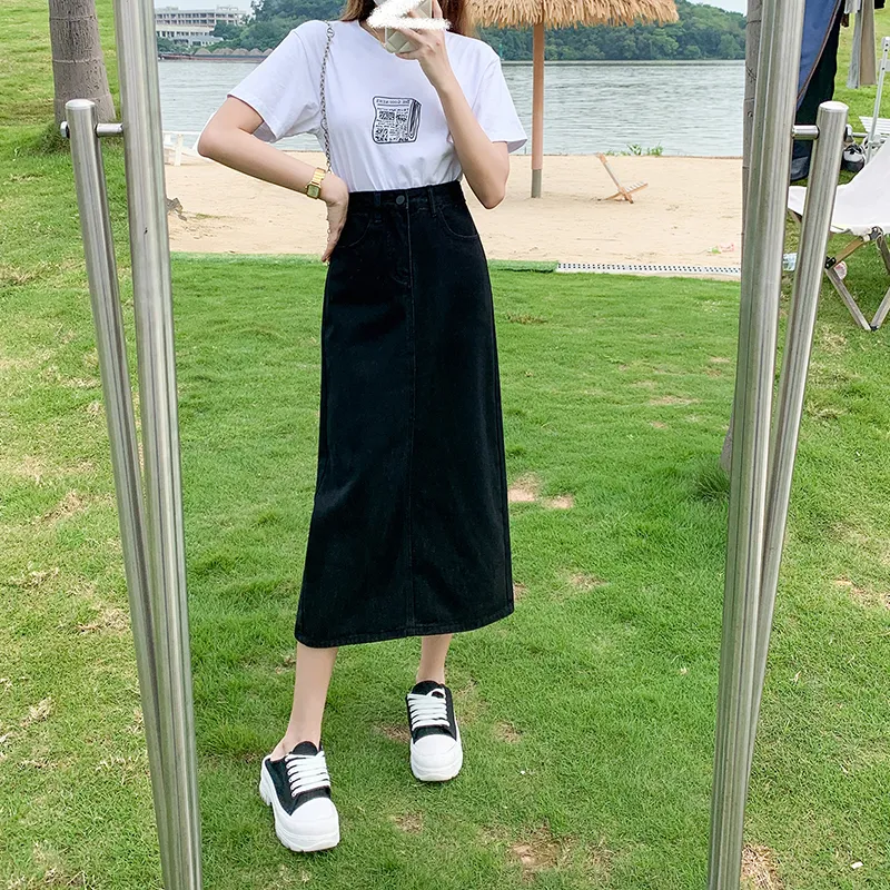 ZAZN Denim Long Skirts Women's-19