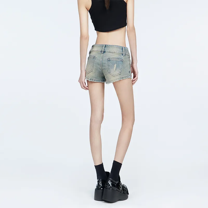 ZAZN Denim Shorts Women's Yellow Mud-1