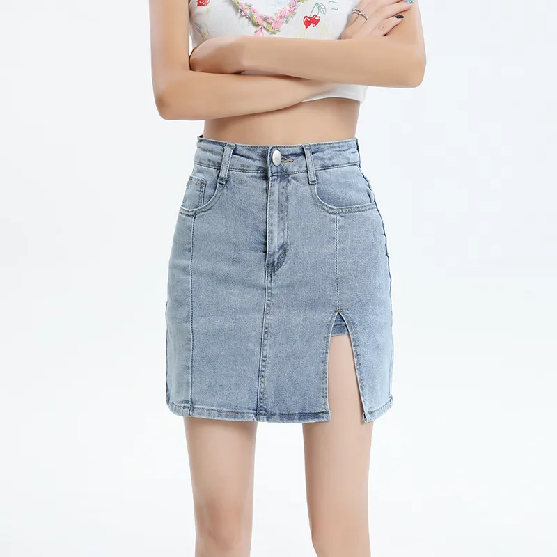 ZAZN Denim Short Skirts Women's Light Blue-2