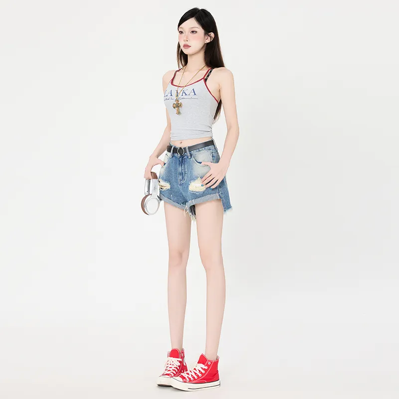 ZAZN Denim Shorts Women's Sky Blue-2
