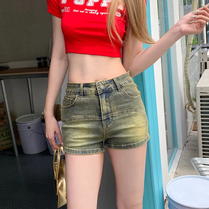 ZAZN Denim Shorts Women's Yellow Mud-2