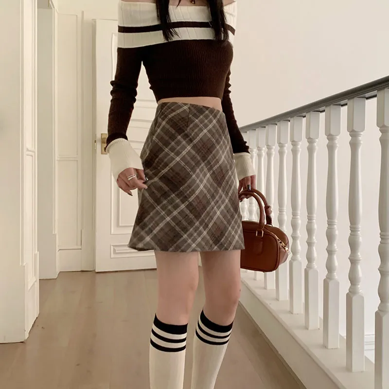 ZAZN Casual Short Skirts Women's Coffee-4