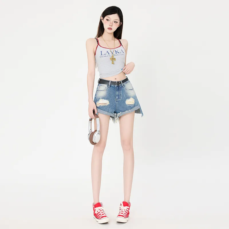ZAZN Denim Shorts Women's Sky Blue-3