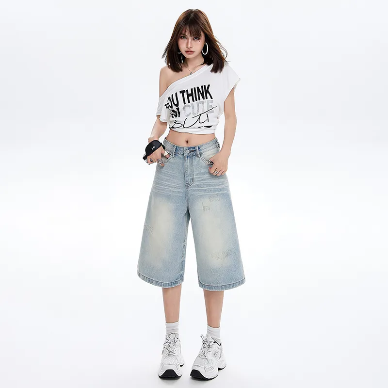 ZAZN Denim Shorts Women's Light Blue-2