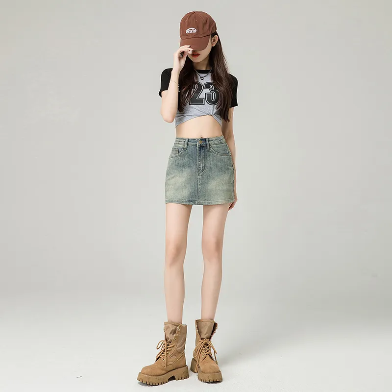 ZAZN Denim Short Skirts Women's-4