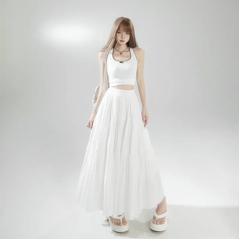 ZAZN Casual Long Skirts Women's Pink-9