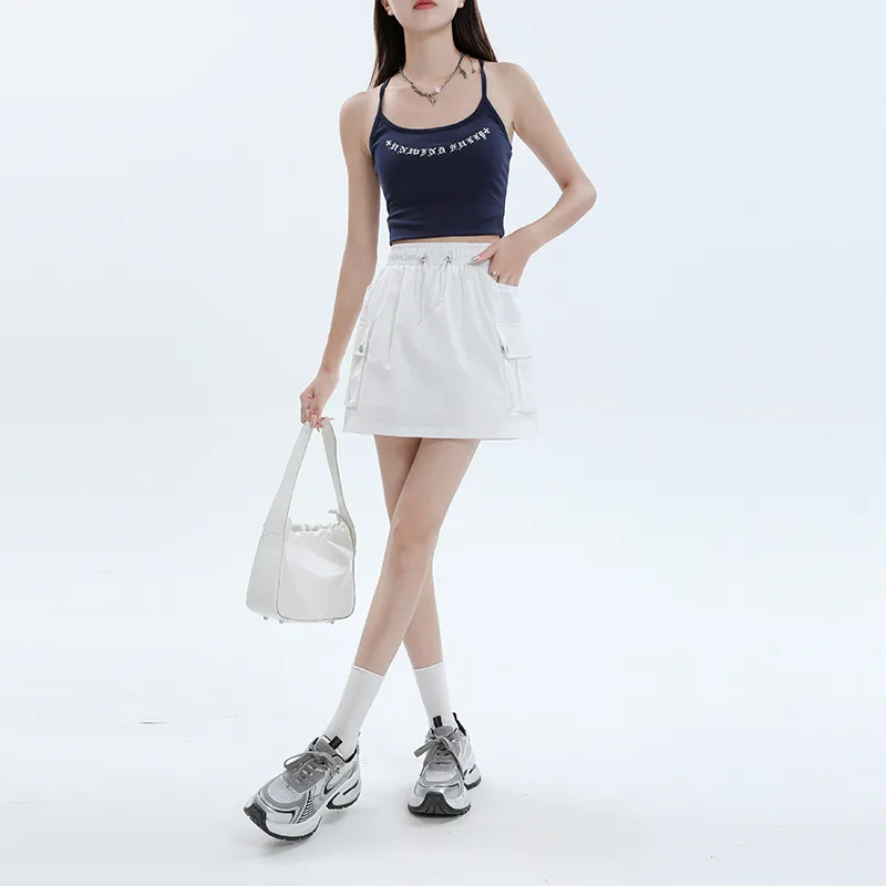ZAZN Casual Short Skirts Women's White-2