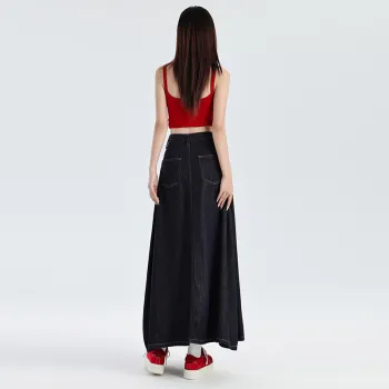 ZAZN Denim Long Skirts Women's Dark Blue