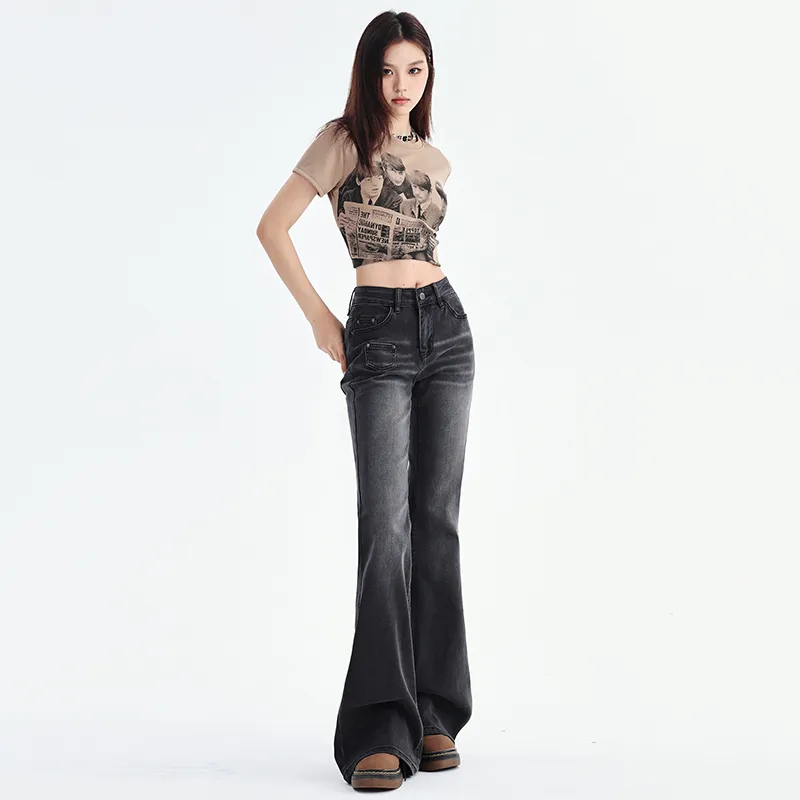 ZAZN Jeans Women's Black Gray Color-2