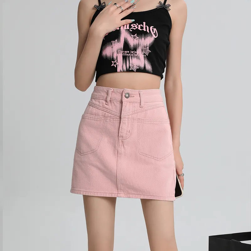 ZAZN Denim Short Skirts Women's Dirty Pink-5