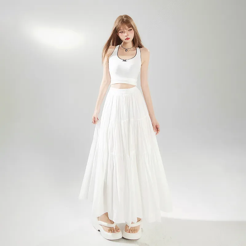 ZAZN Casual Long Skirts Women's Pink-12
