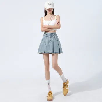 ZAZN Denim Short Skirts Women's Light Blue