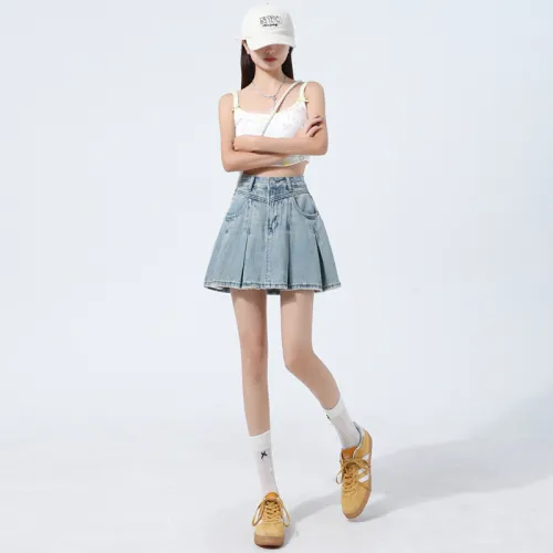 ZAZN Denim Short Skirts Women's Light Blue