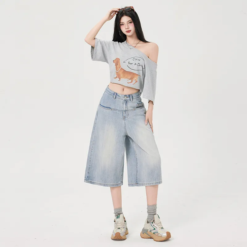 ZAZN Denim Shorts Women's Light Blue-5