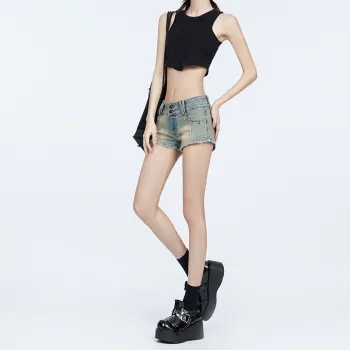 ZAZN Denim Shorts Women's Yellow Mud