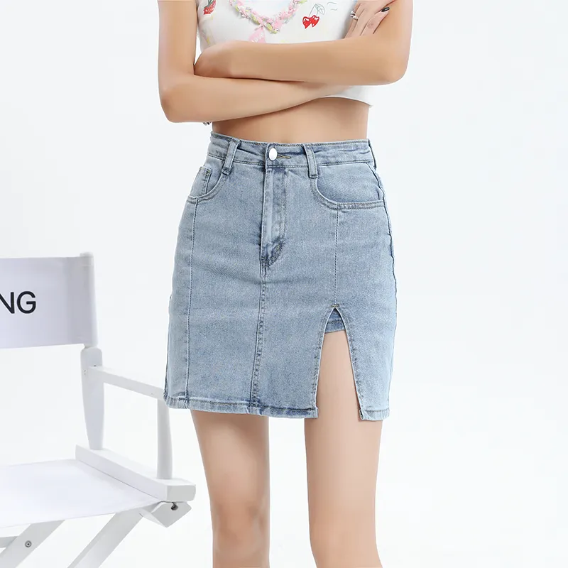 ZAZN Denim Short Skirts Women's Light Blue-5