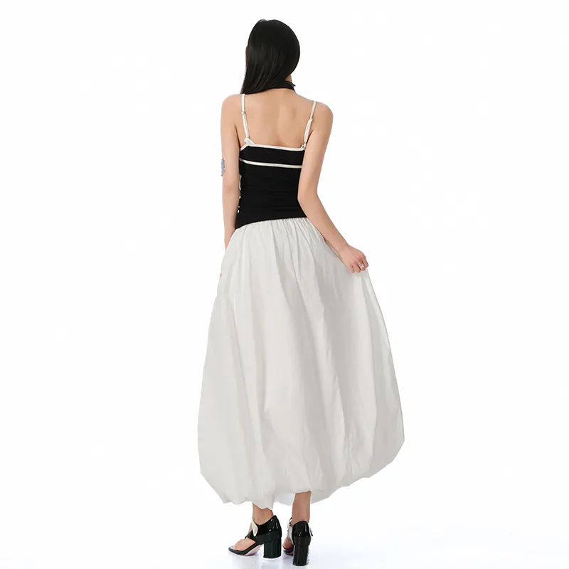 ZAZN Casual Long Skirt Women's White-6