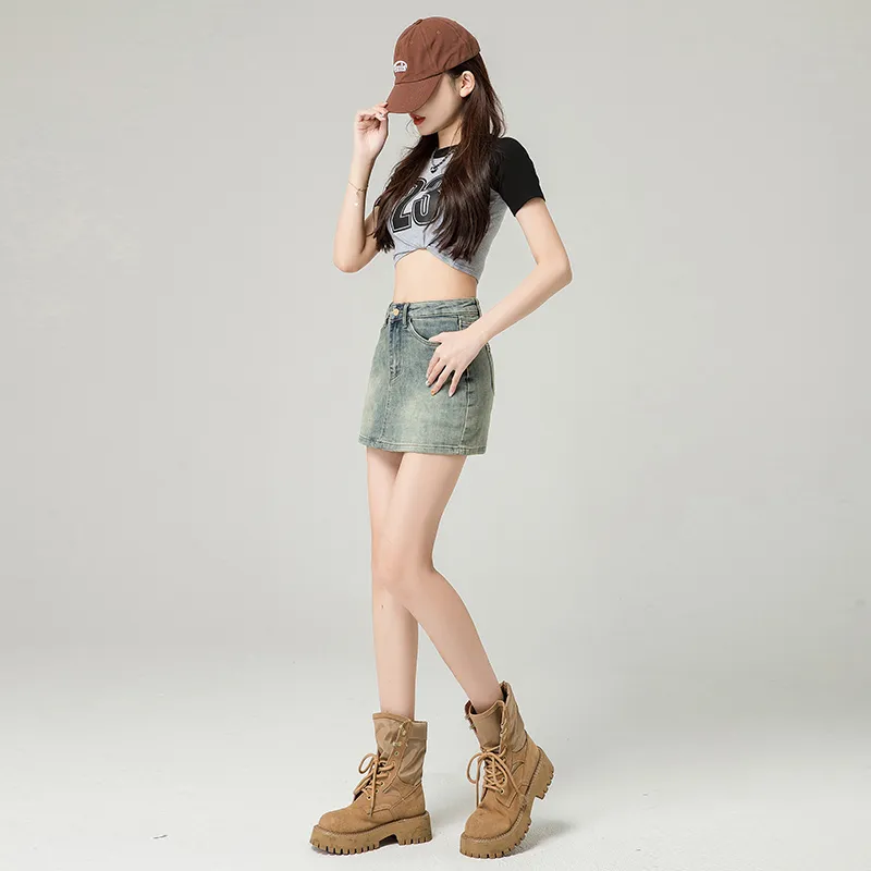 ZAZN Denim Short Skirts Women's-3