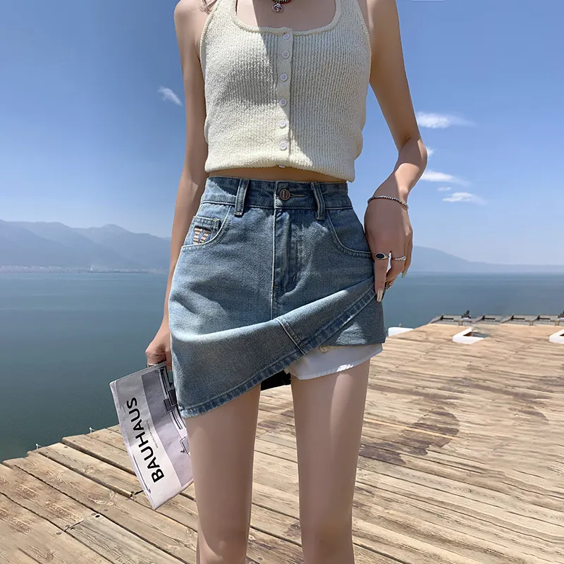 ZAZN Denim Short Skirts Women's Vintage Blue-3