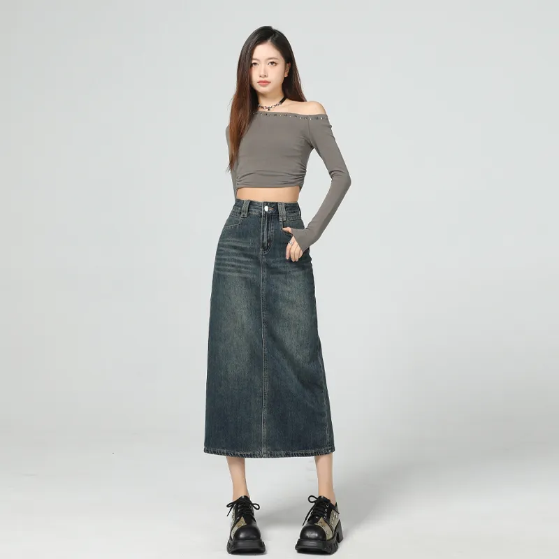 ZAZN Denim Long Skirts Women's-4