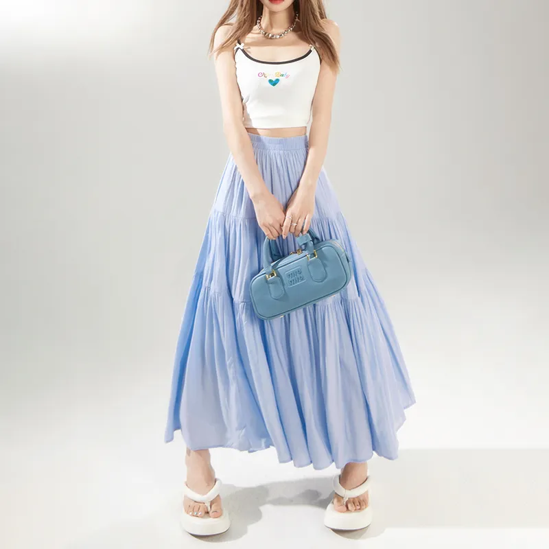 ZAZN Casual Long Skirts Women's Pink-20