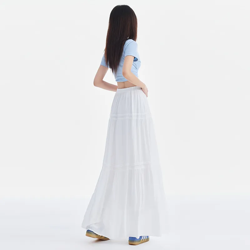 ZAZN Casual Long Skirts Women's White-0