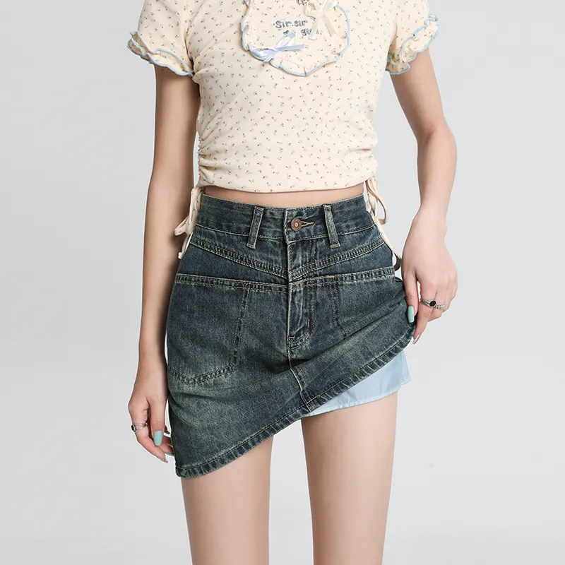 ZAZN Denim Short Skirts Women's Dirty Pink-13