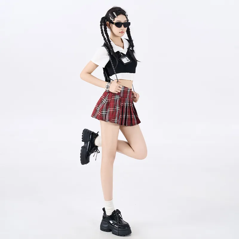ZAZN Casual Short Skirts Women's Red-4