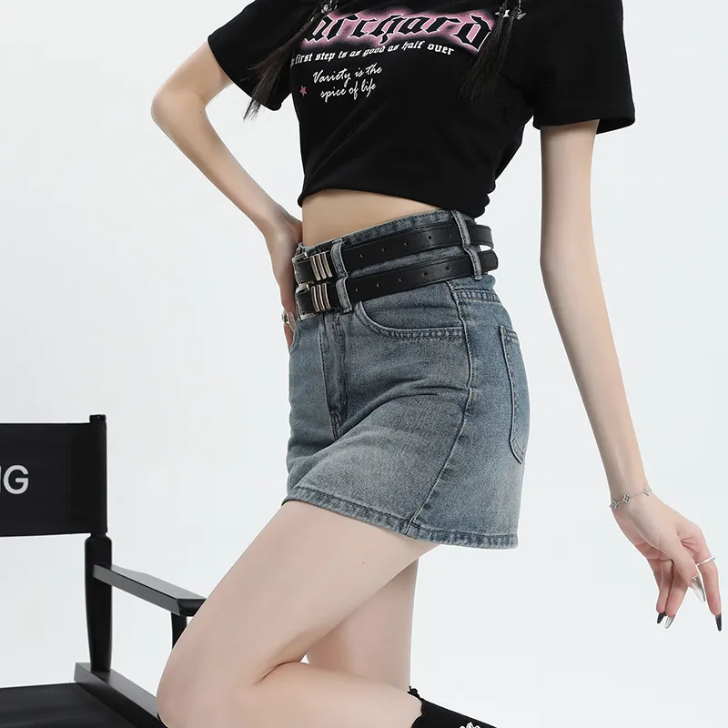 ZAZN Denim Short Skirts Women's Blue-4