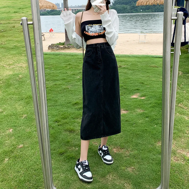 ZAZN Denim Long Skirts Women's-2