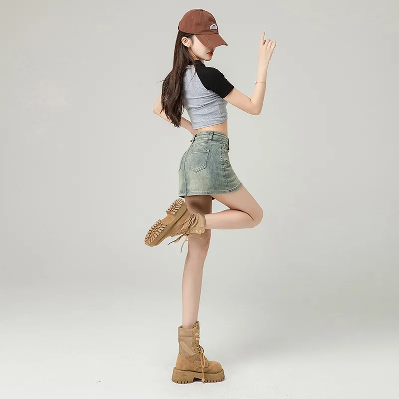 ZAZN Denim Short Skirts Women's-5