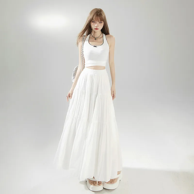 ZAZN Casual Long Skirts Women's Pink-11