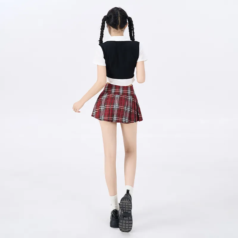 ZAZN Casual Short Skirts Women's Red-5