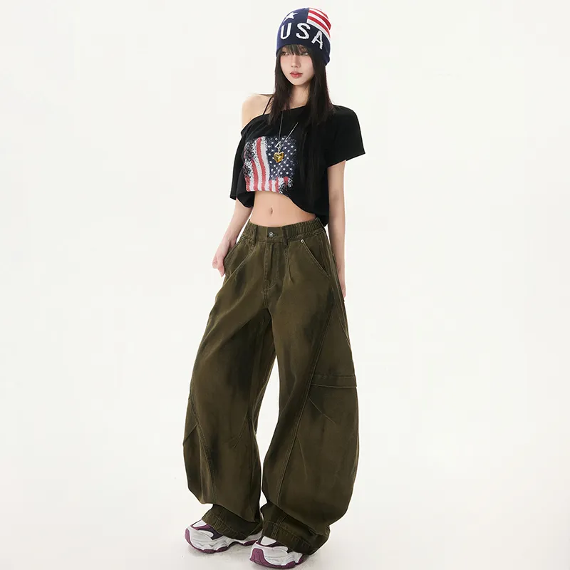 ZAZN Jeans Women's Graffiti Green-3