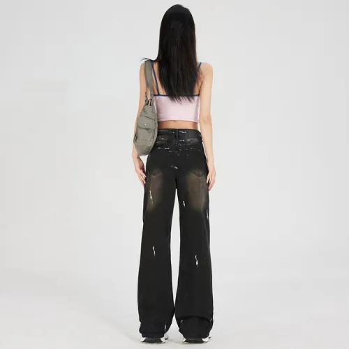 ZAZN Jeans Women's Dirty Dyed Black
