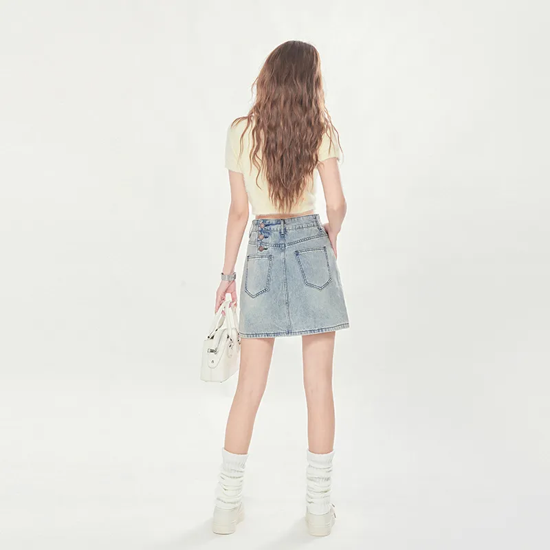 ZAZN Denim Short Skirts Women's Nostalgic Blue-0