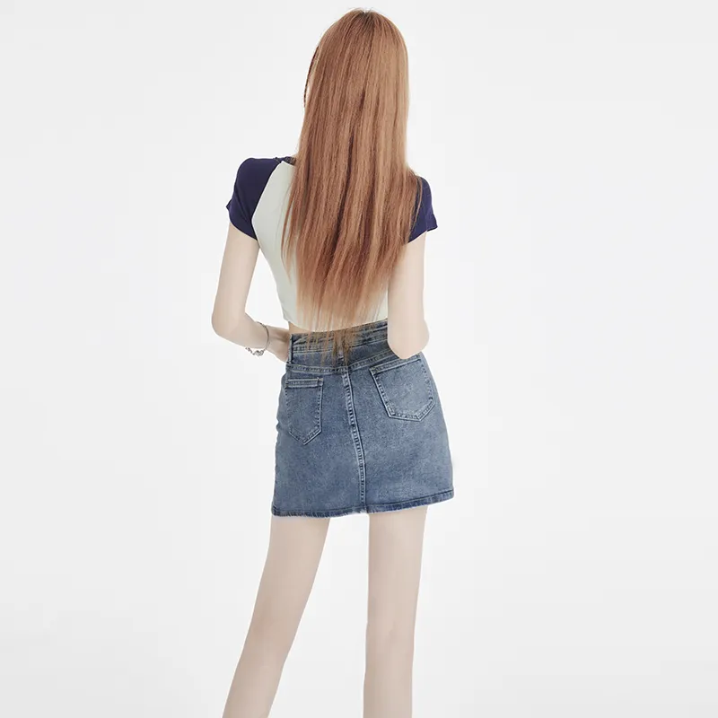 ZAZN Denim Short Skirts Women's Blue-0
