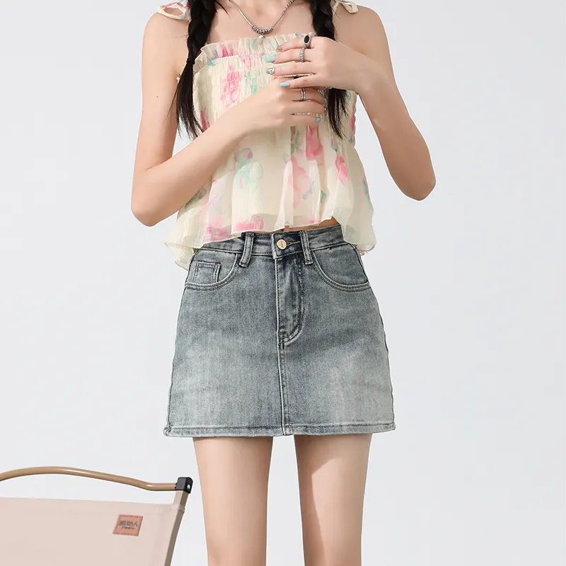 ZAZN Denim Short Skirts Women's Nostalgic Blue-12