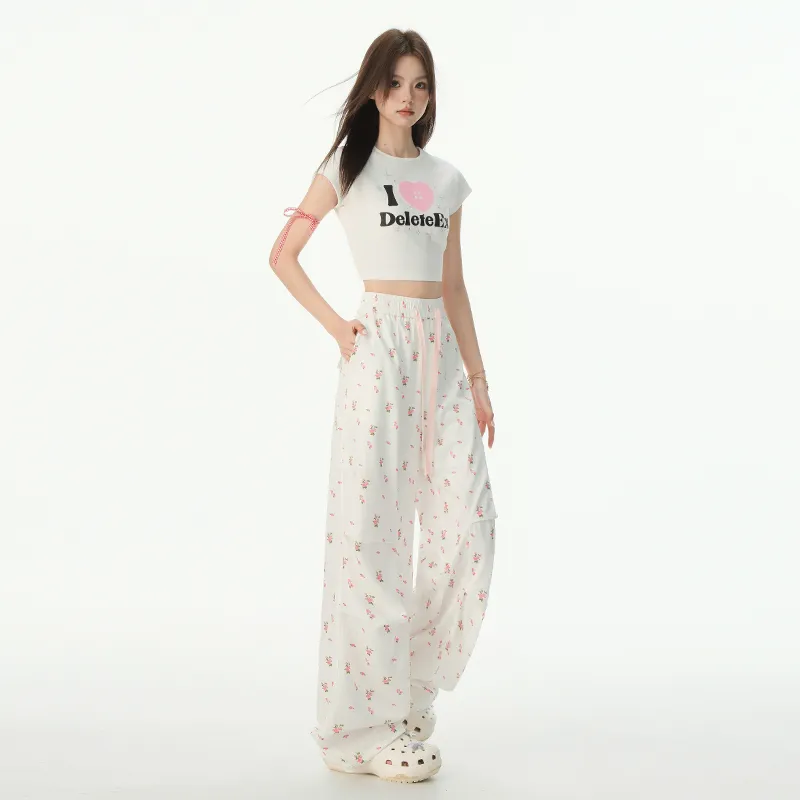 ZAZN Casual Pants Women's Pink Floral-5