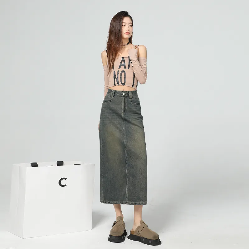 ZAZN Denim Long Skirts Women's-10