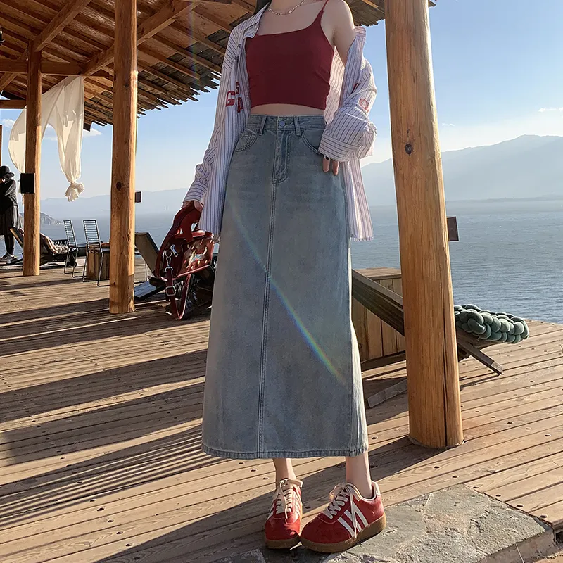 ZAZN Denim Long Skirts Women's-2