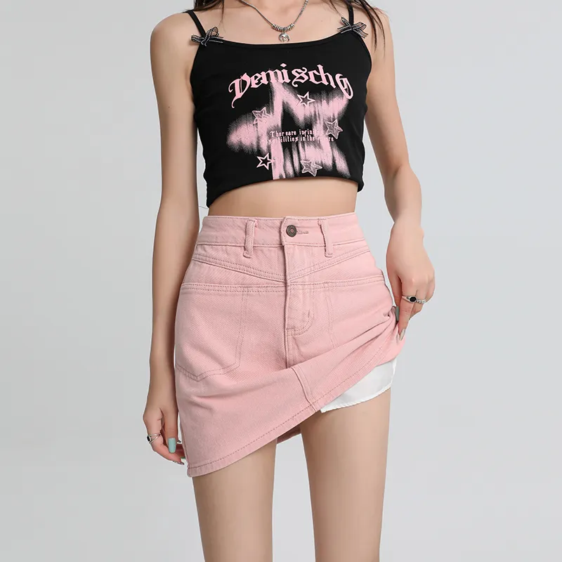 ZAZN Denim Short Skirts Women's Dirty Pink-6