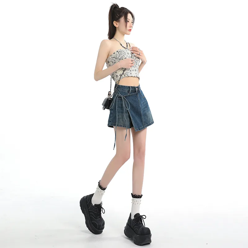 ZAZN Denim Short Skirts Women's-4